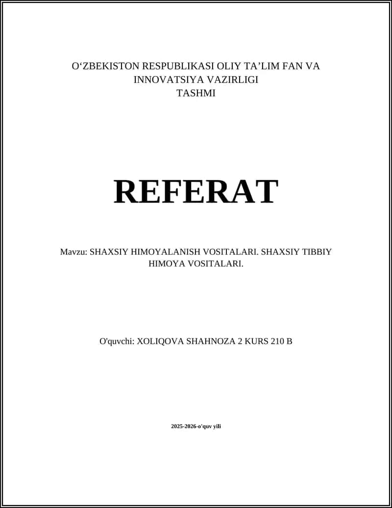 Shaxsiy himoya vositalari