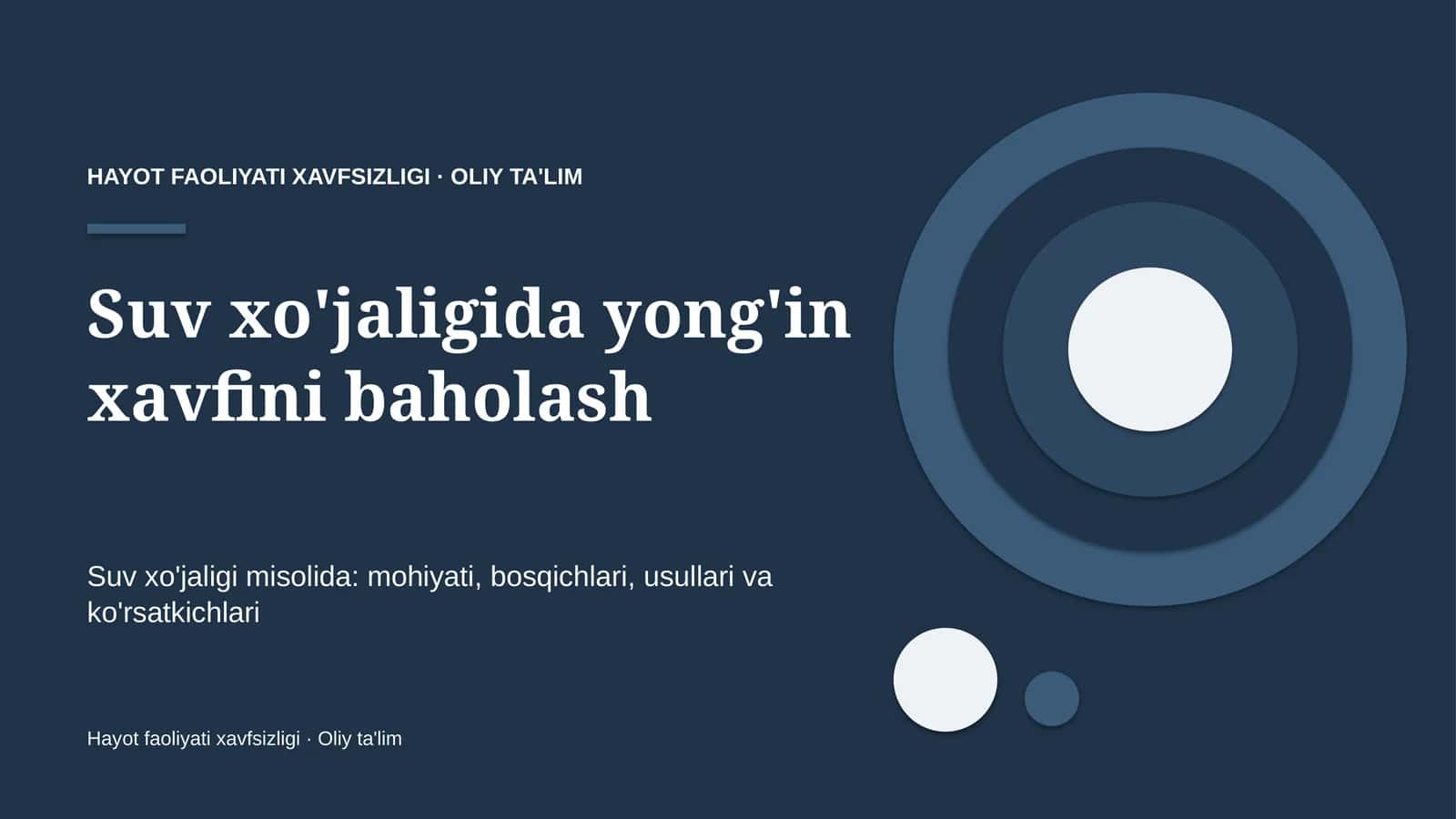Suv xo'jaligida yong'in xavfini baholash