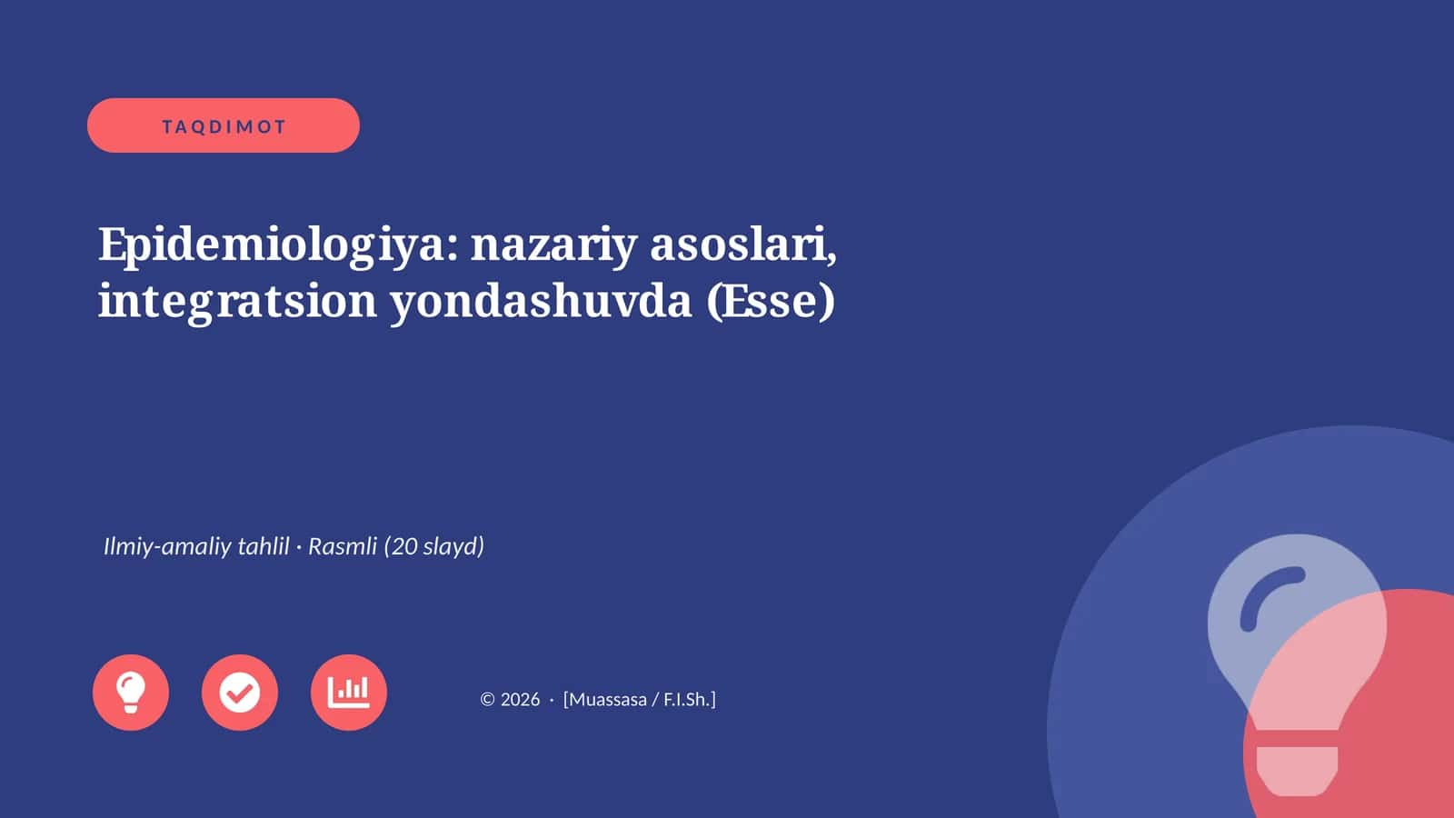 Epidemiologiya: nazariy asoslari, integratsion yondashuvda (Esse)