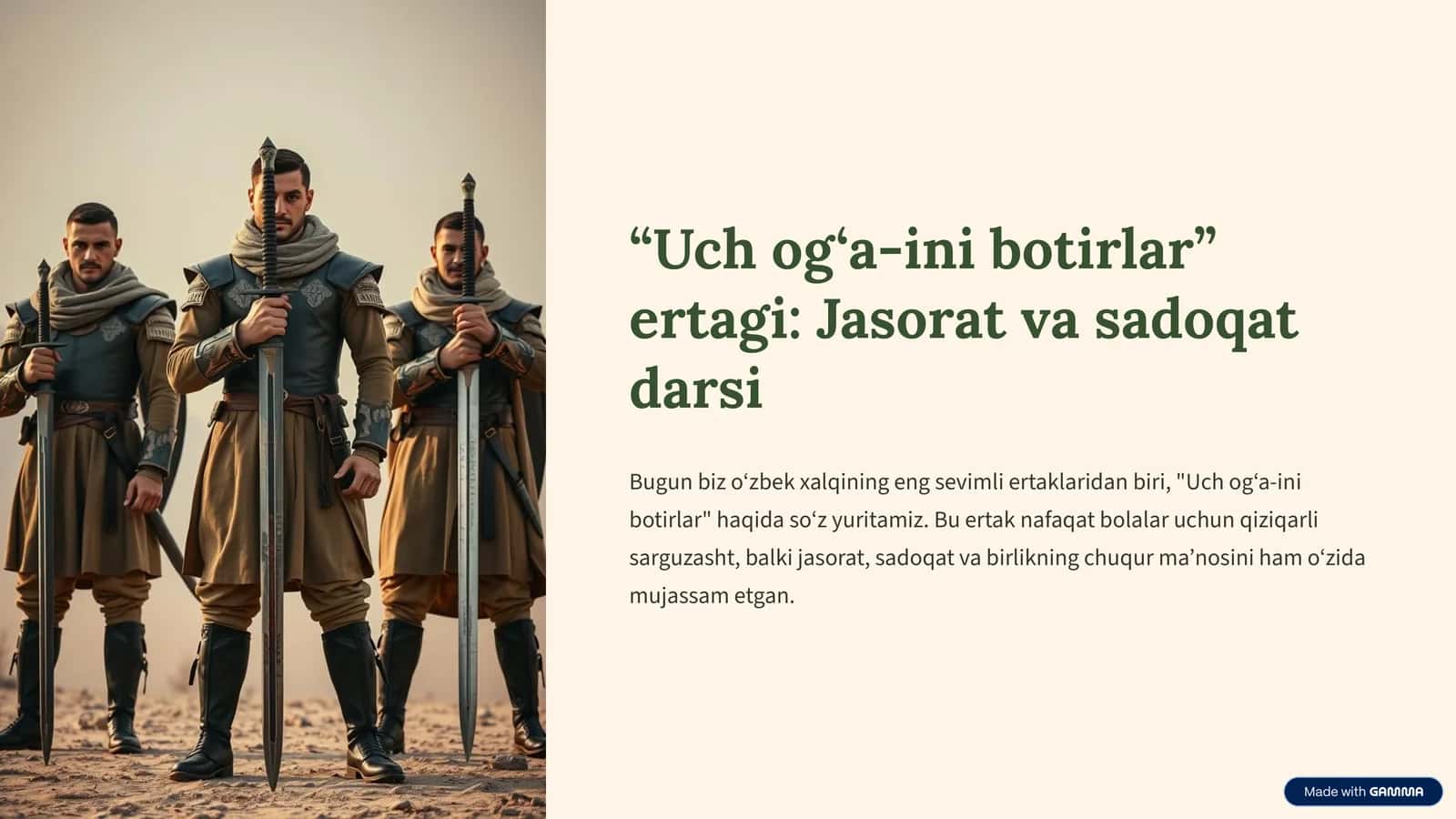 "Uch og‘a-ini botirlar" ertagi: Jasorat va sadoqat darsi