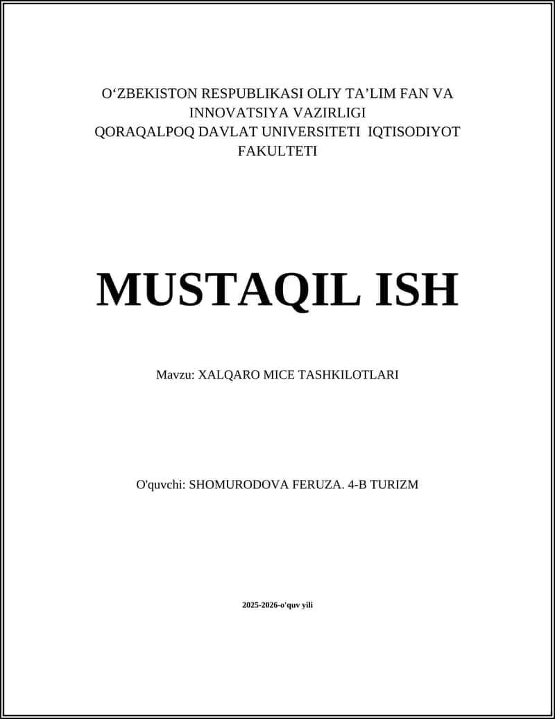 XALQARO MICE TASHKILOTLARI