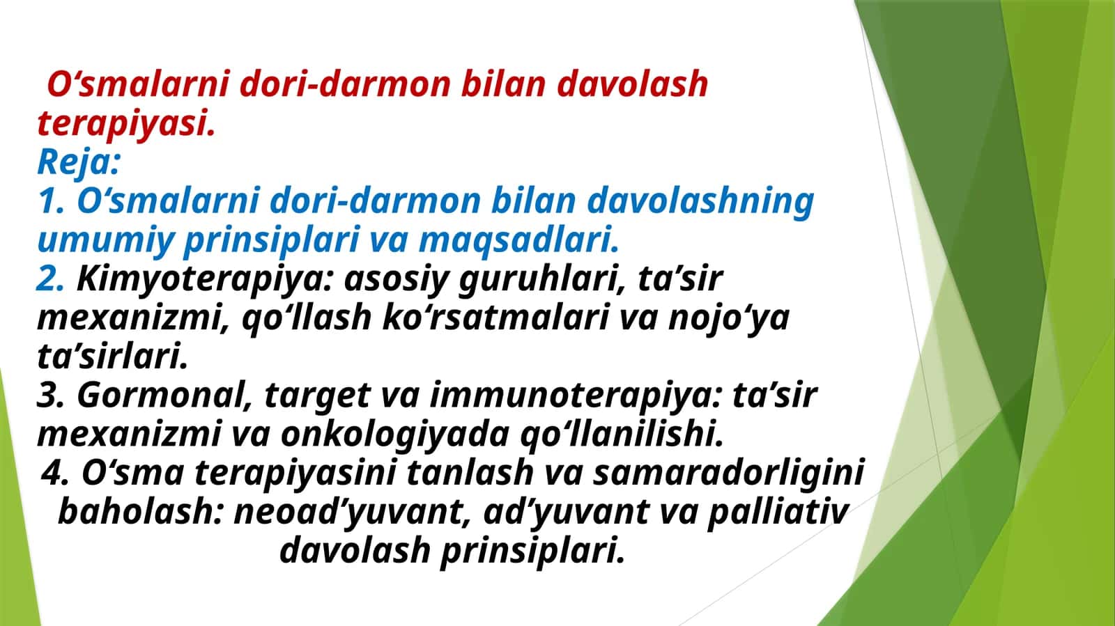 O‘smalarni dori-darmon bilan davolash terapiyasi