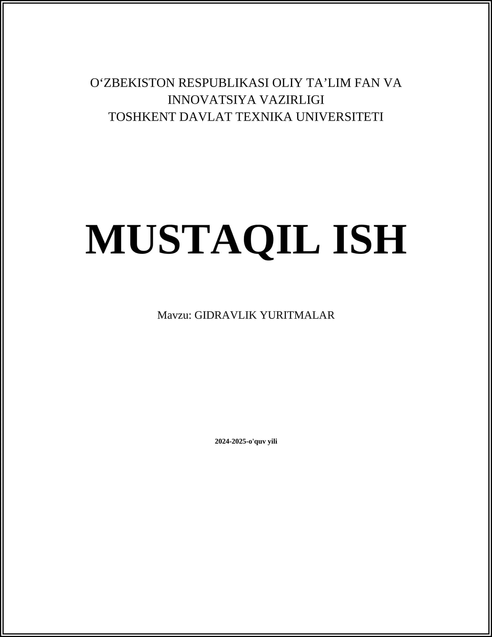GIDRAVLIK YURITMALAR