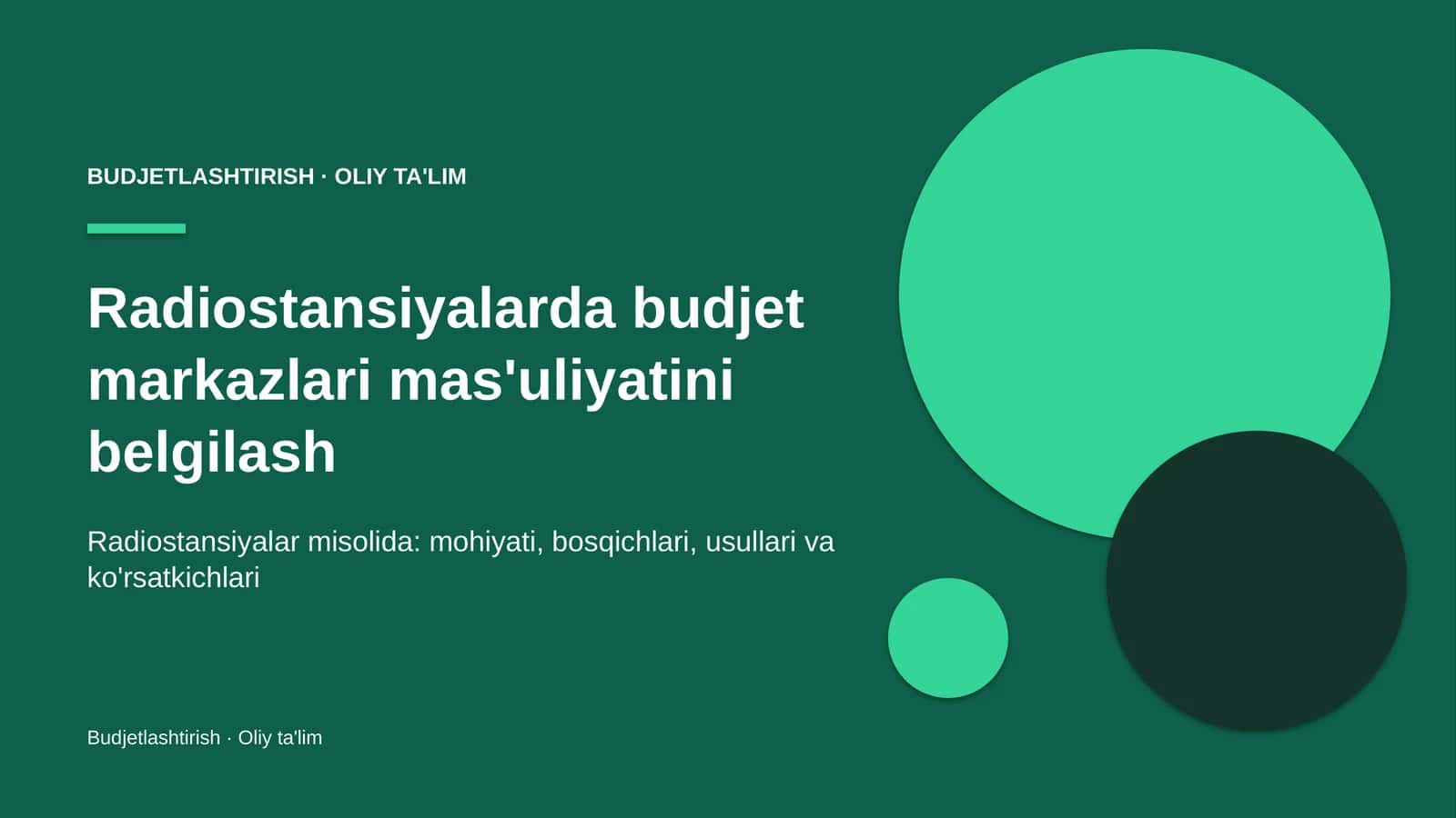 Radiostansiyalarda budjet markazlari mas'uliyatini belgilash