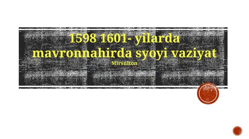 Mavronnehirning Iqtisodiy Konteksti (1598-1601)