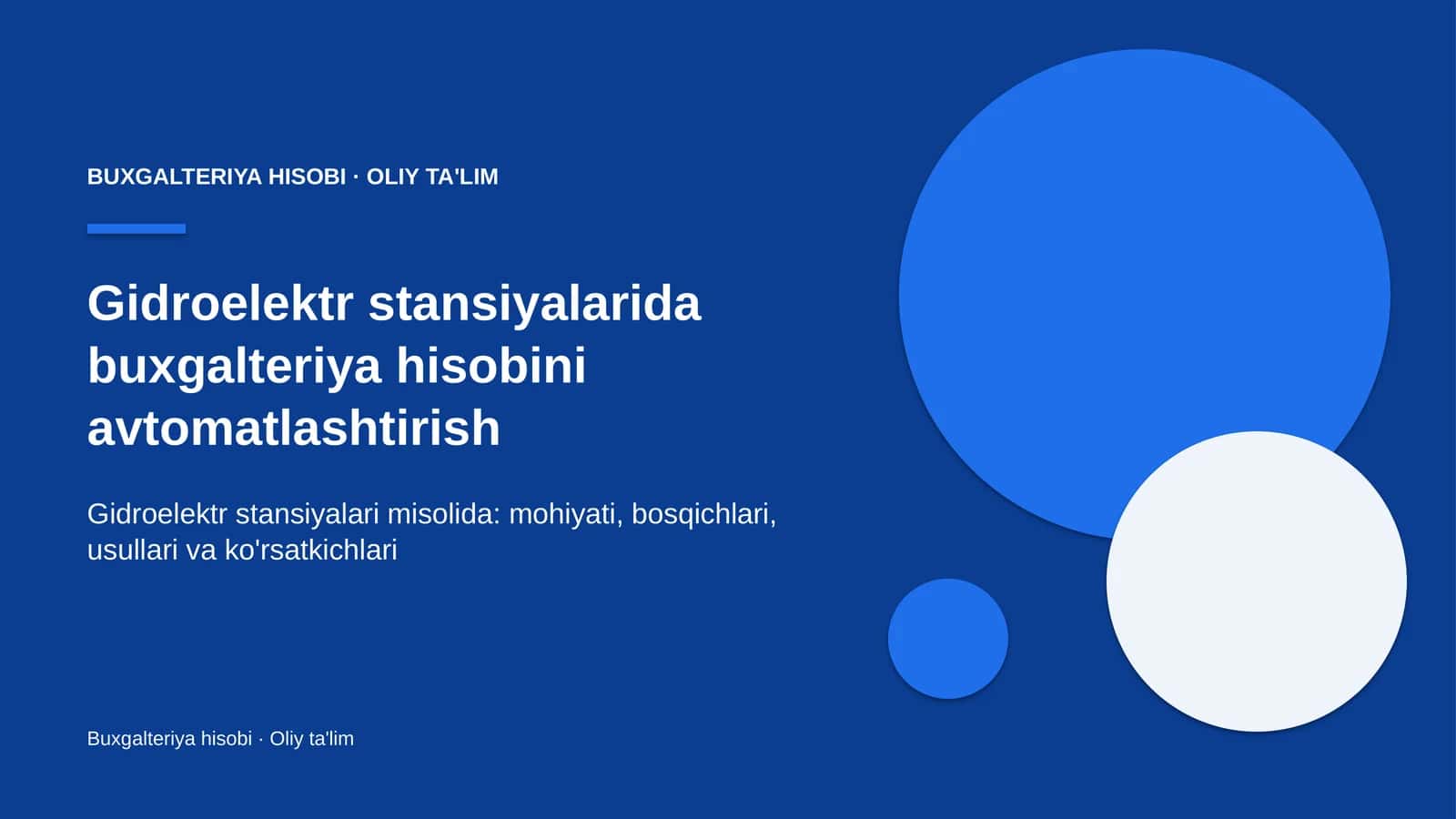 Gidroelektr stansiyalarida buxgalteriya hisobini avtomatlashtirish