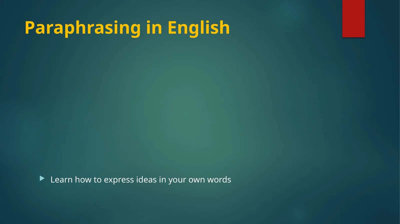 Paraphrasing in English