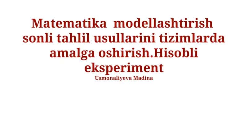 Matematika modellashtirish