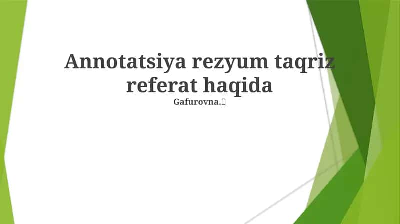 Annotatsiyalar, Resüme tushunchalari