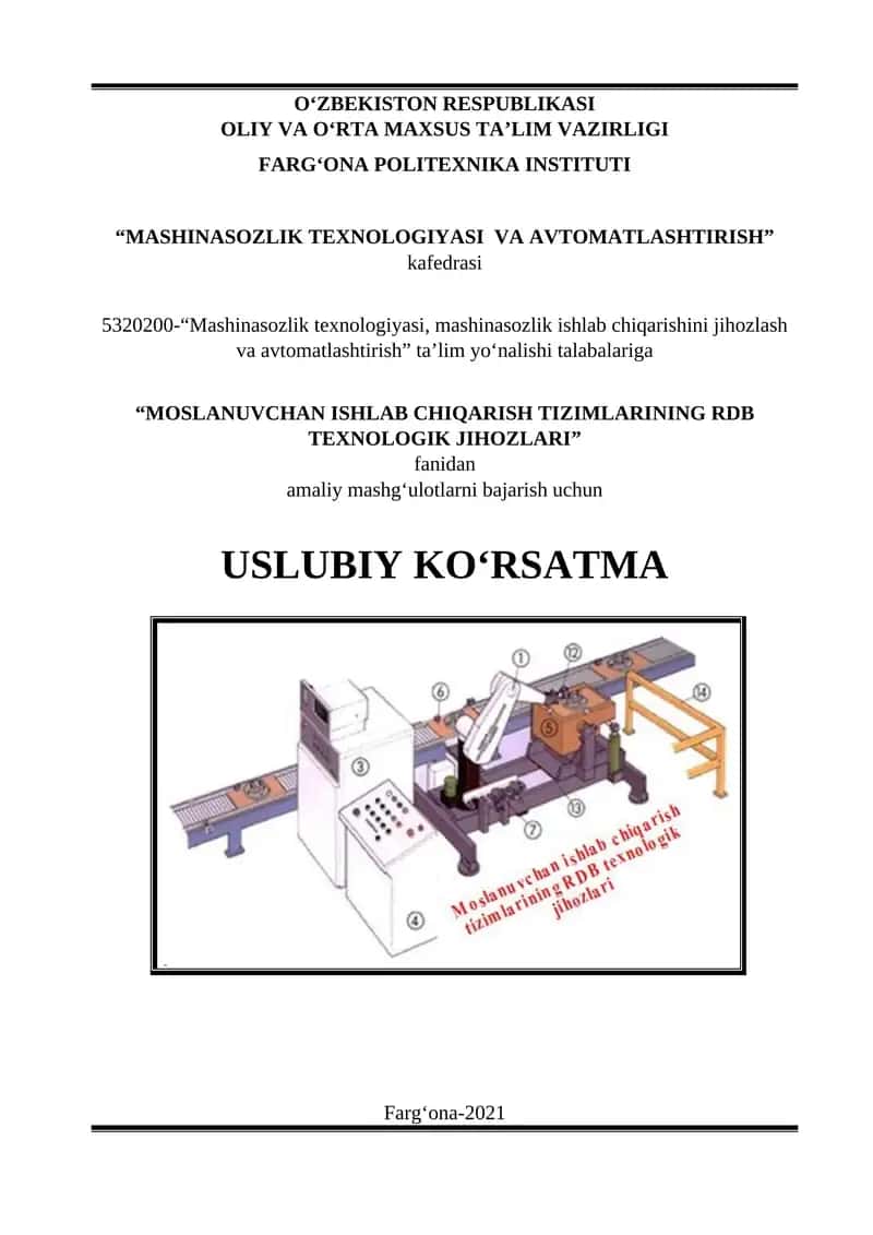 MOSLANUVCHAN ISHLAB CHIQARISH TIZIMLARINING RDB TEXNOLOGIK JIHOZLARI