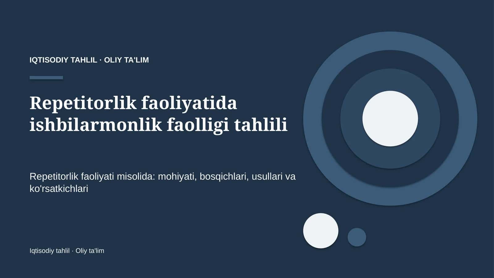 Repetitorlik faoliyatida ishbilarmonlik faolligi tahlili