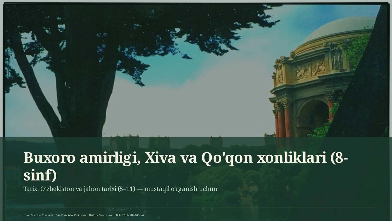 Buxoro amirligi, Xiva va Qo'qon xonliklari (8-sinf)