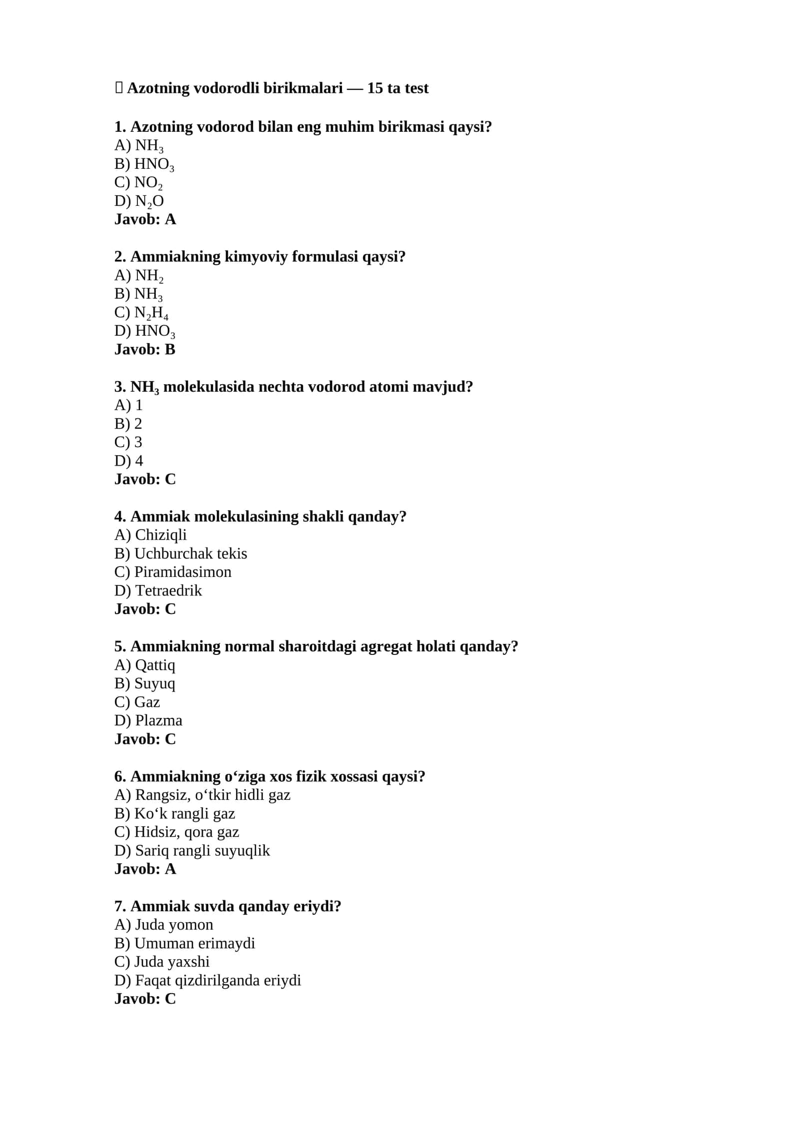 Azotning vodorodli birikmalari