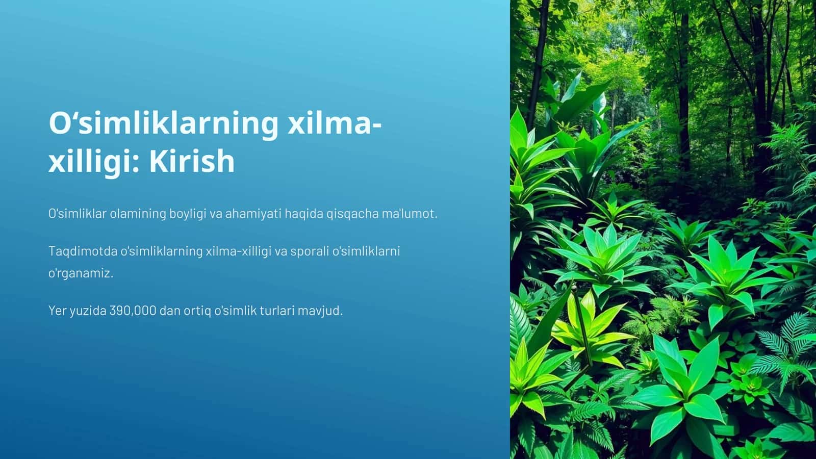 O‘simliklarning xilma-xilligi: Sporali o'simliklar (7-sinf biologiya 5E Modeli asosida dars ishlanma)