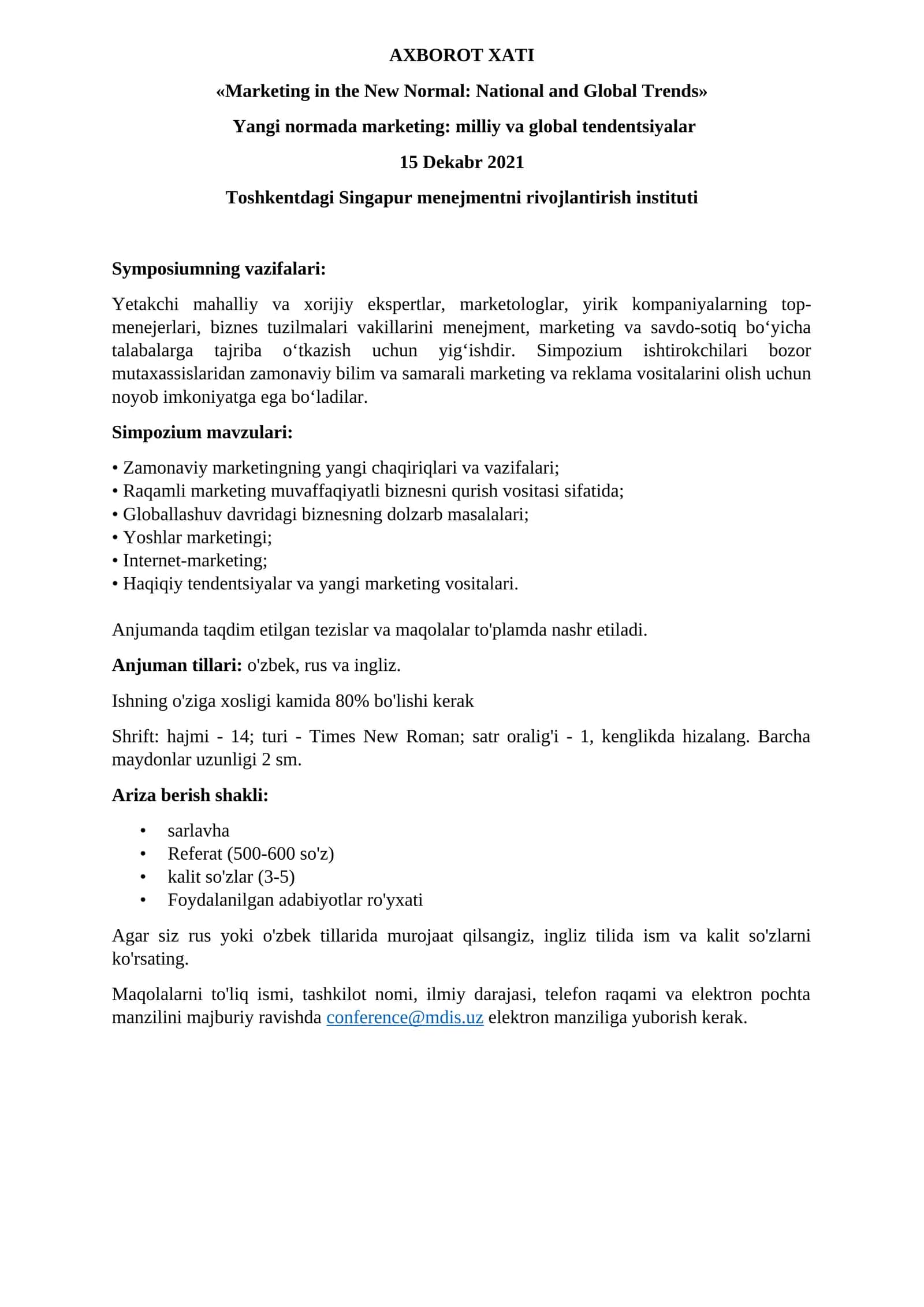 Yangi normada marketing: milliy va global tendentsiyalar