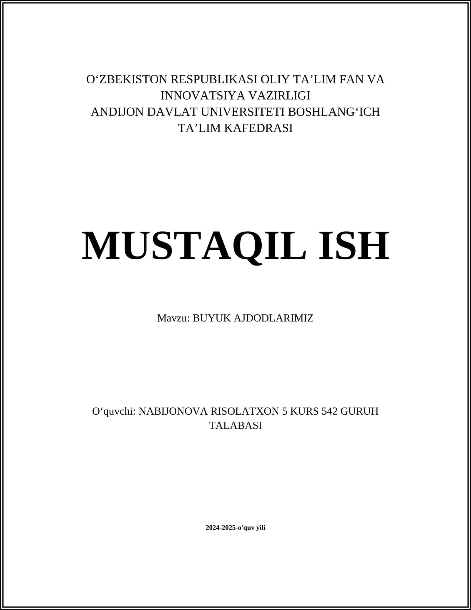 BUYUK AJDODLARIMIZ