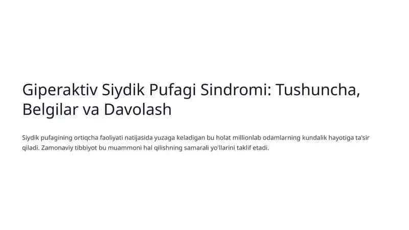 Giperaktiv Siydik Pufagi Sindromi
