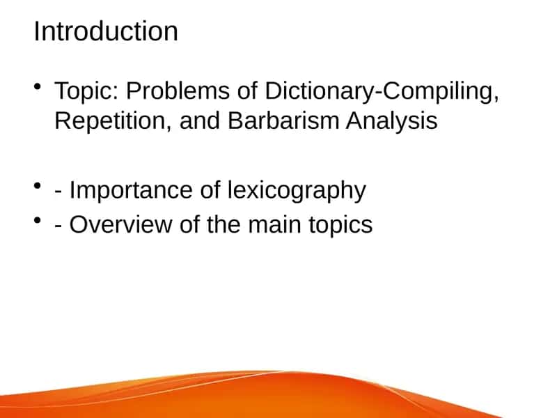 Problems of Dictionary-Compiling, Repetition, and Barbarism Analysis