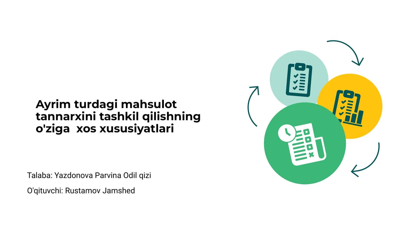 Ayrim turdagi mahsulot tannarxini tashkil qilishning o'ziga xos xususiyatlari