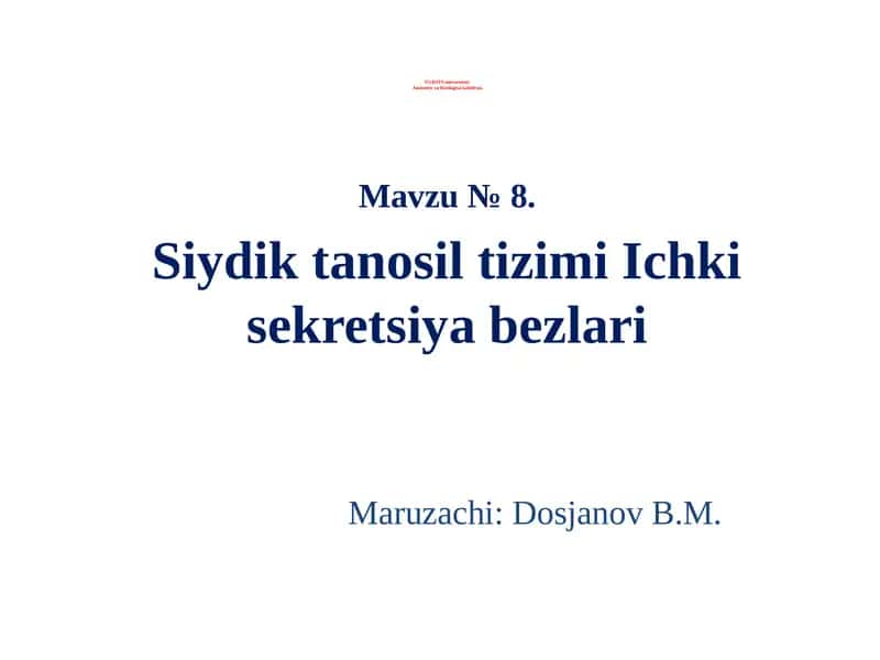Siydik tanosil tizimi