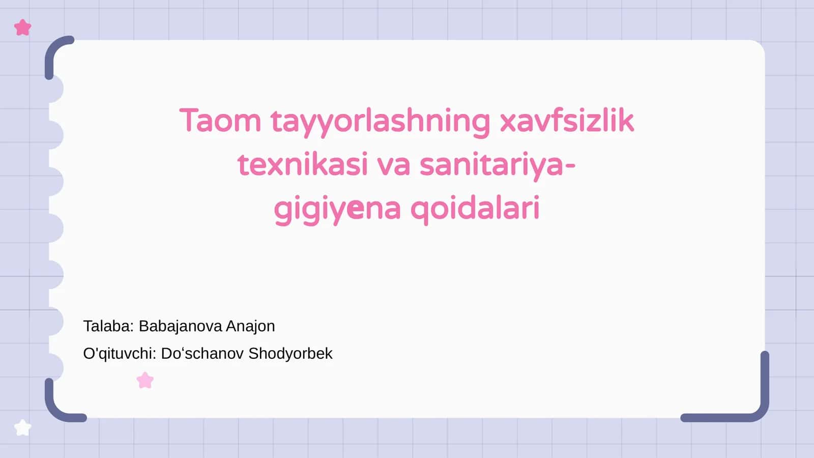 Taom tayyorlashning xavfsizlik texnikasi va sanitariya-gigiyеna qoidalari
