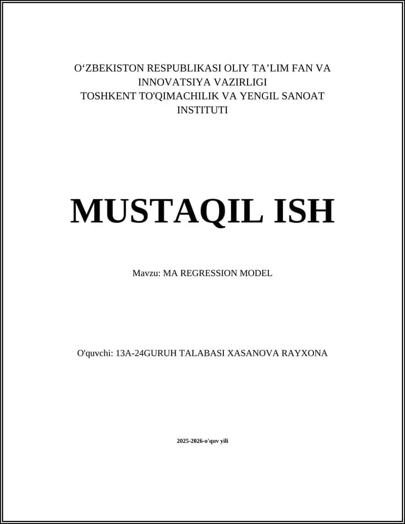 MA REGRESSION MODEL