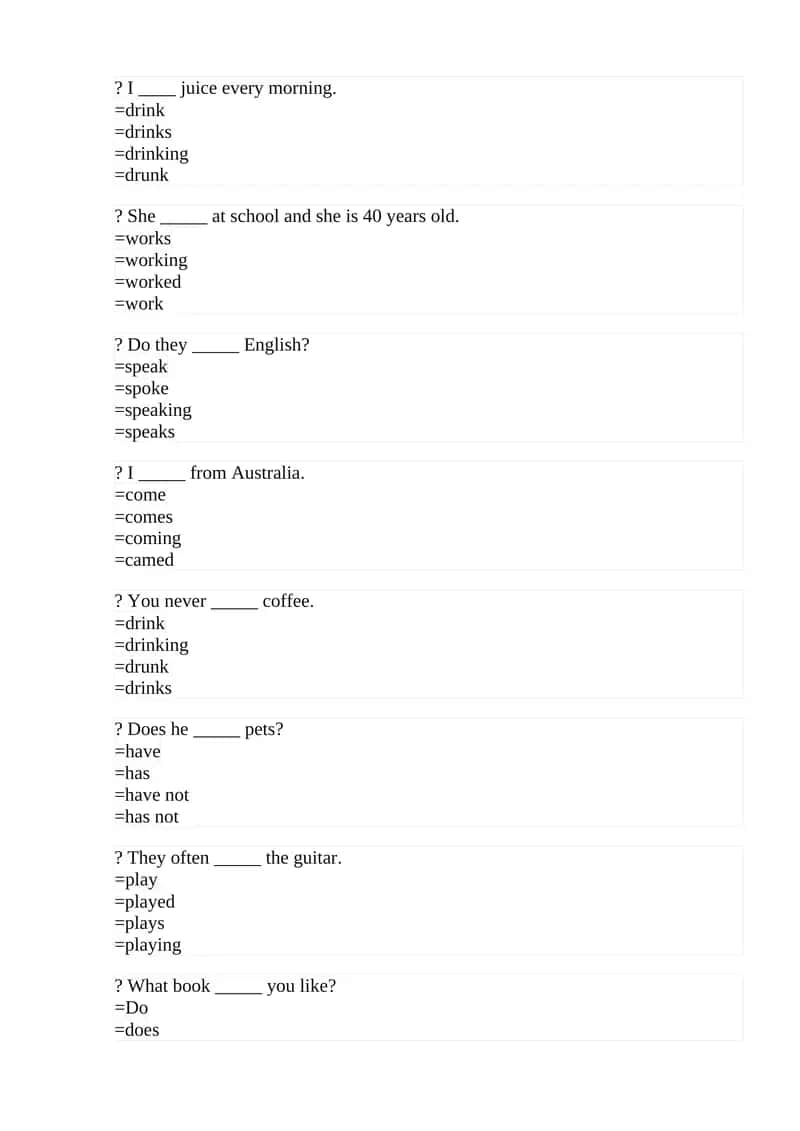 English Language Practice Questions