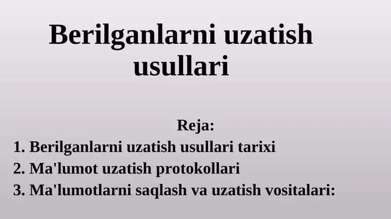 Berilganlarni uzatish usullari