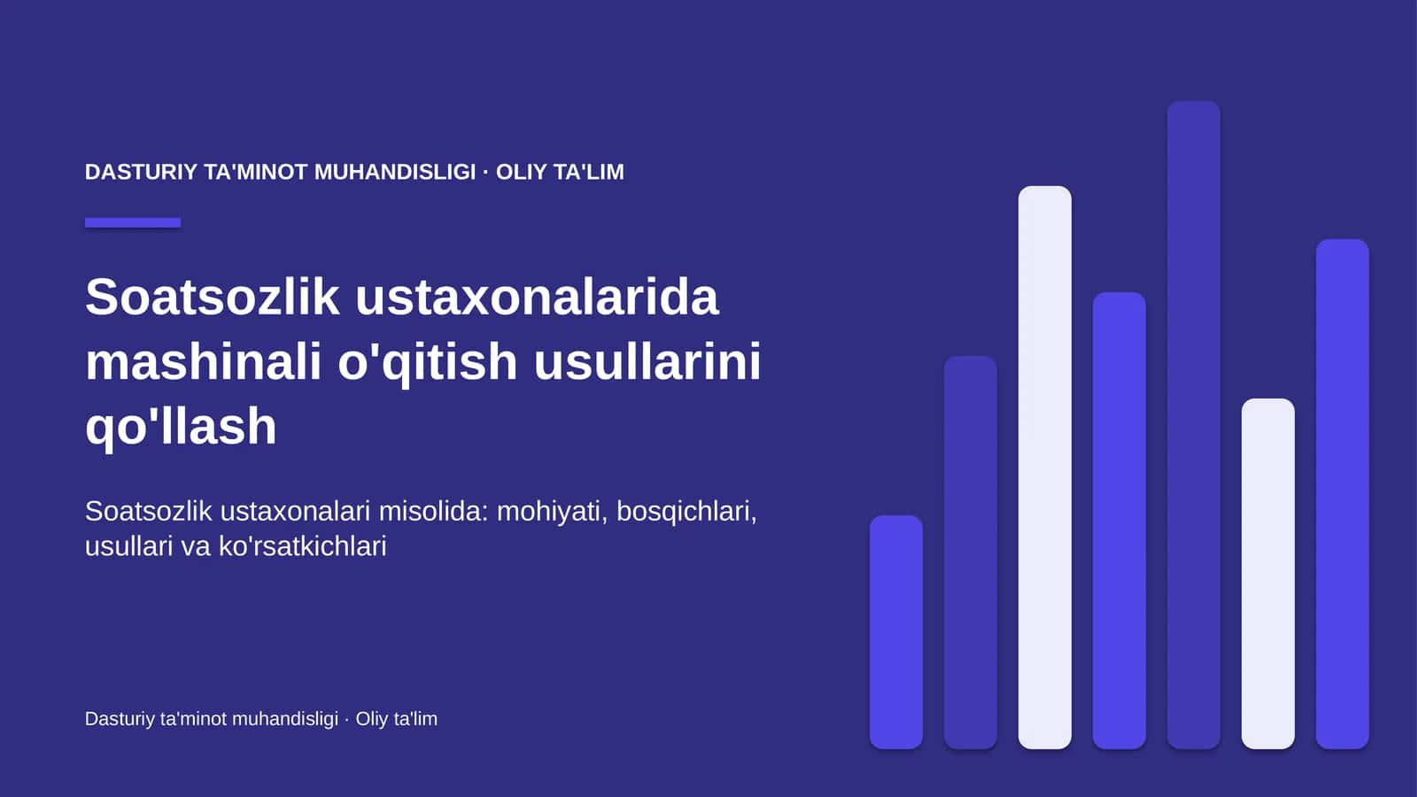 Soatsozlik ustaxonalarida mashinali o'qitish usullarini qo'llash