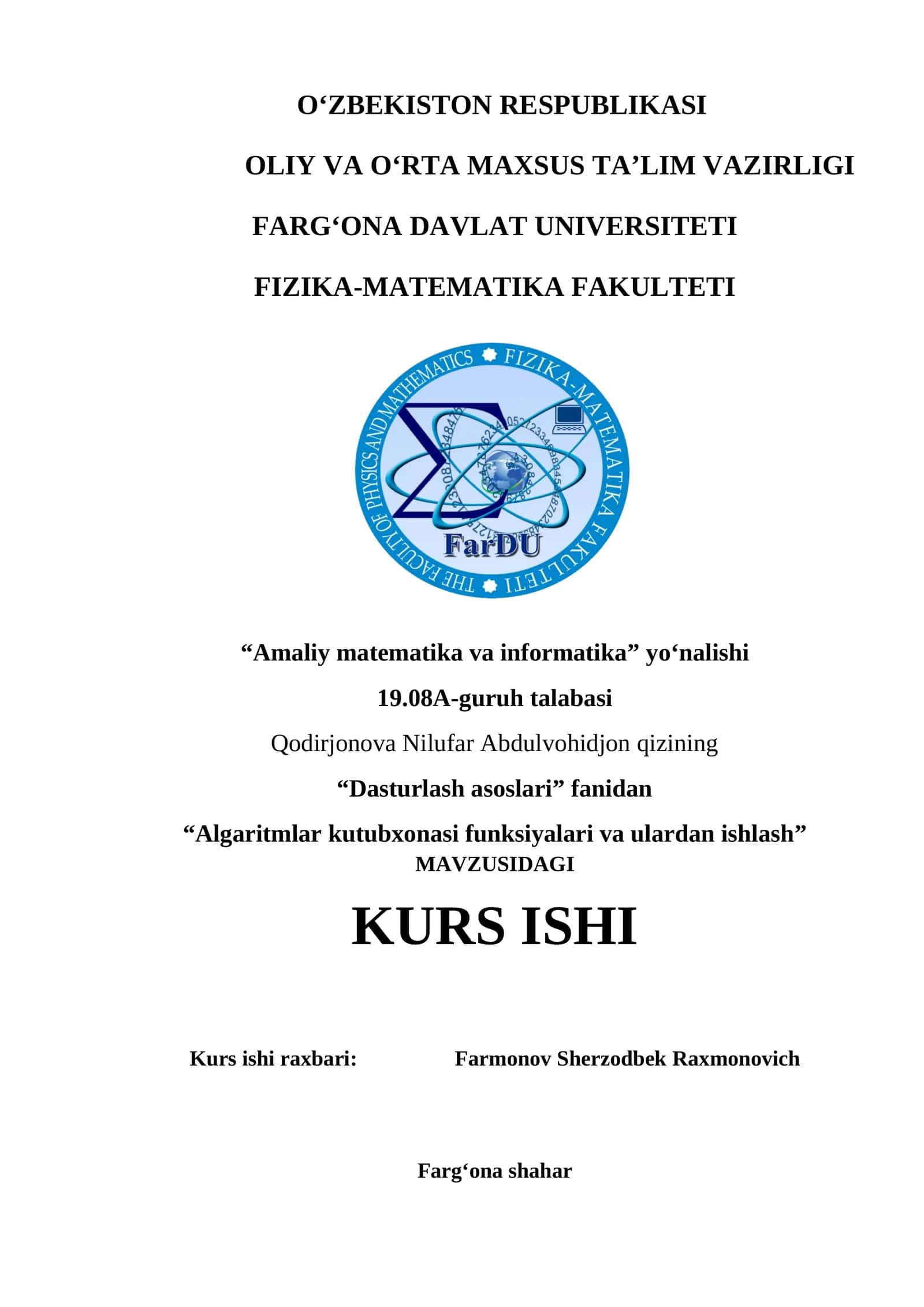 [Algaritmlar kutubxonasi funksiyalari va ulardan ishlash]