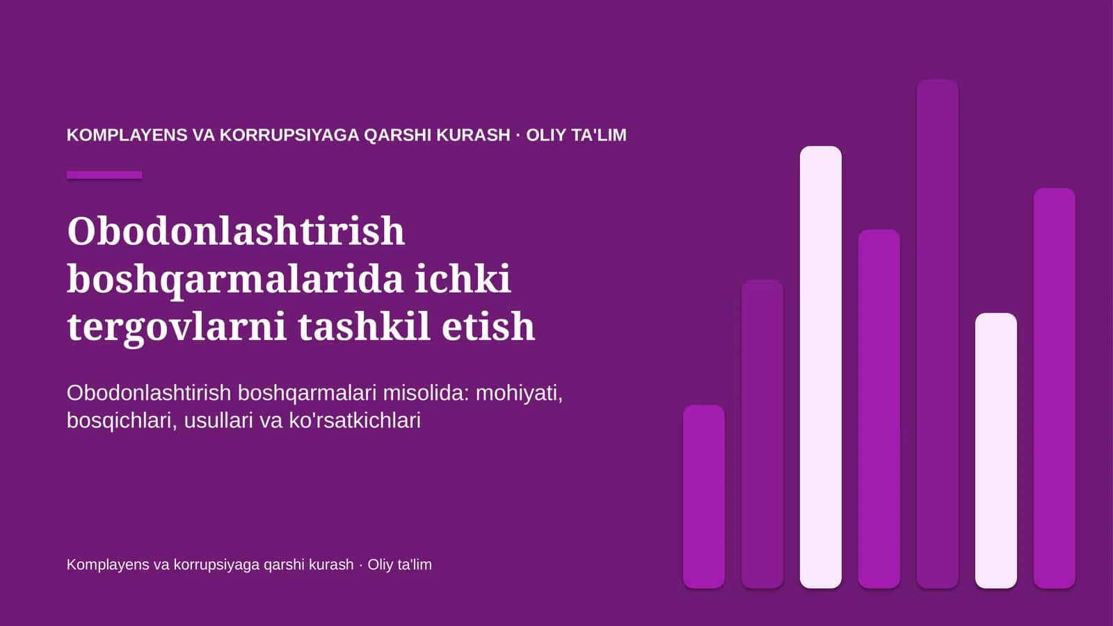 Obodonlashtirish boshqarmalarida ichki tergovlarni tashkil etish