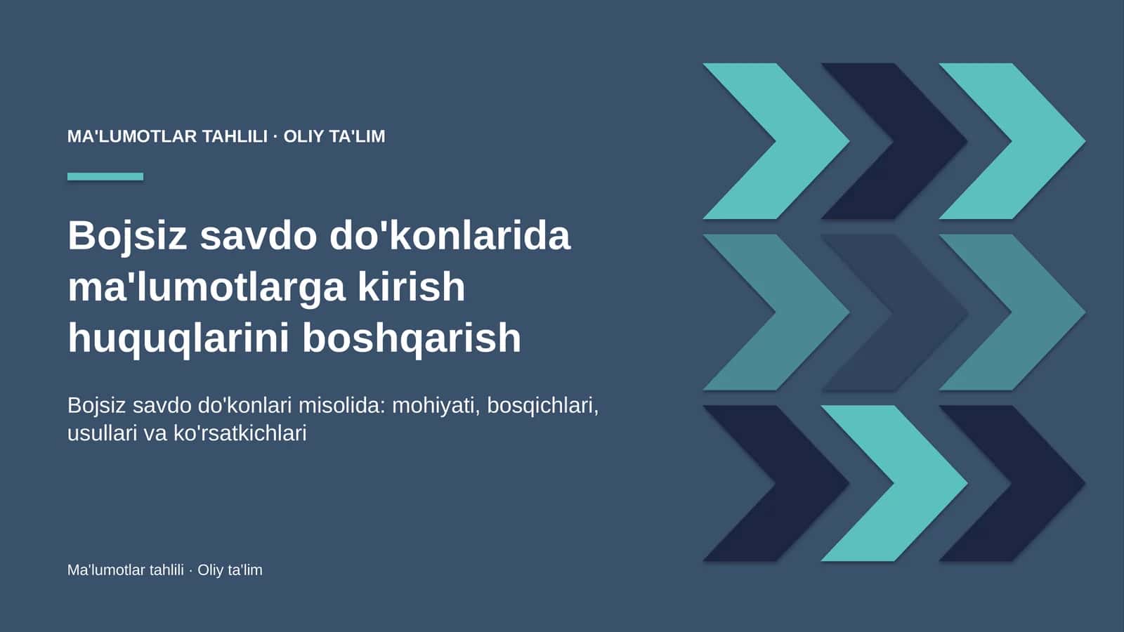 Bojsiz savdo do'konlarida ma'lumotlarga kirish huquqlarini boshqarish