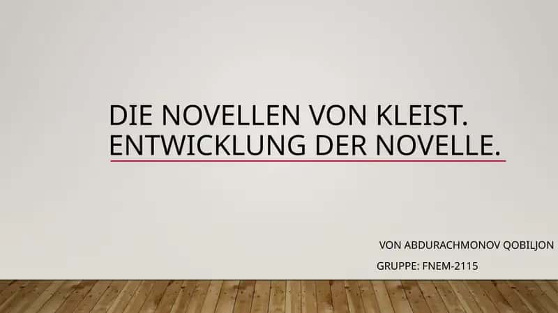 Dienovelle von von Kleist
