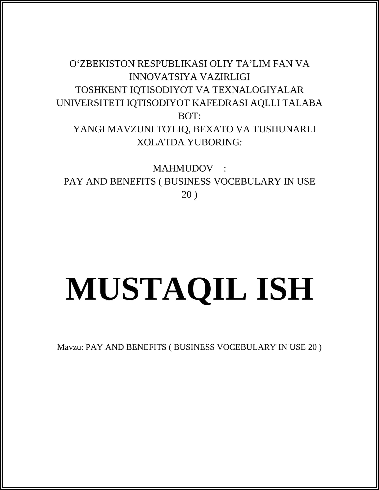PAY AND BENEFITS ( BUSINESS VOCEBULARY IN USE 20 )