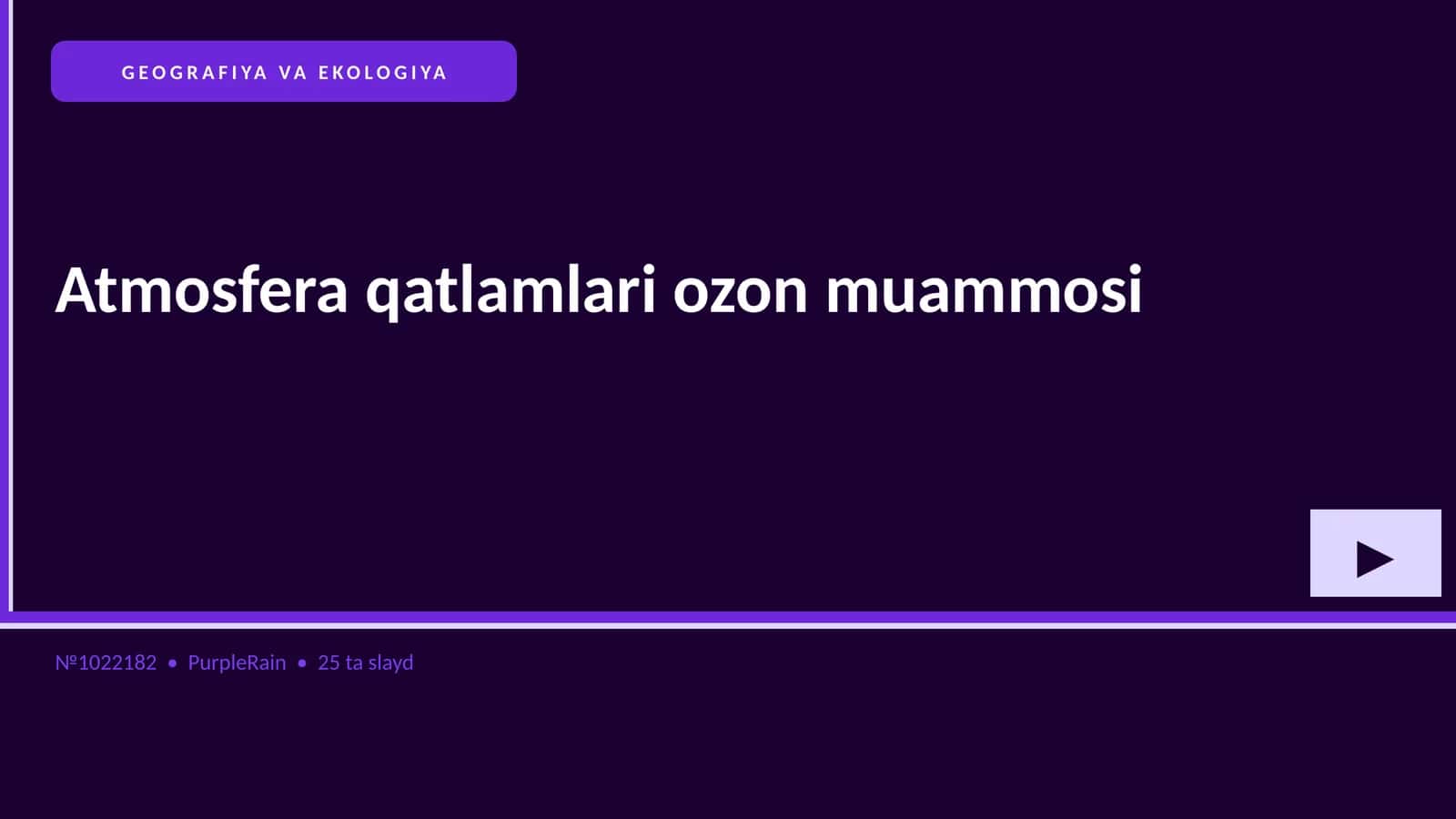 Atmosfera qatlamlari ozon muammosi