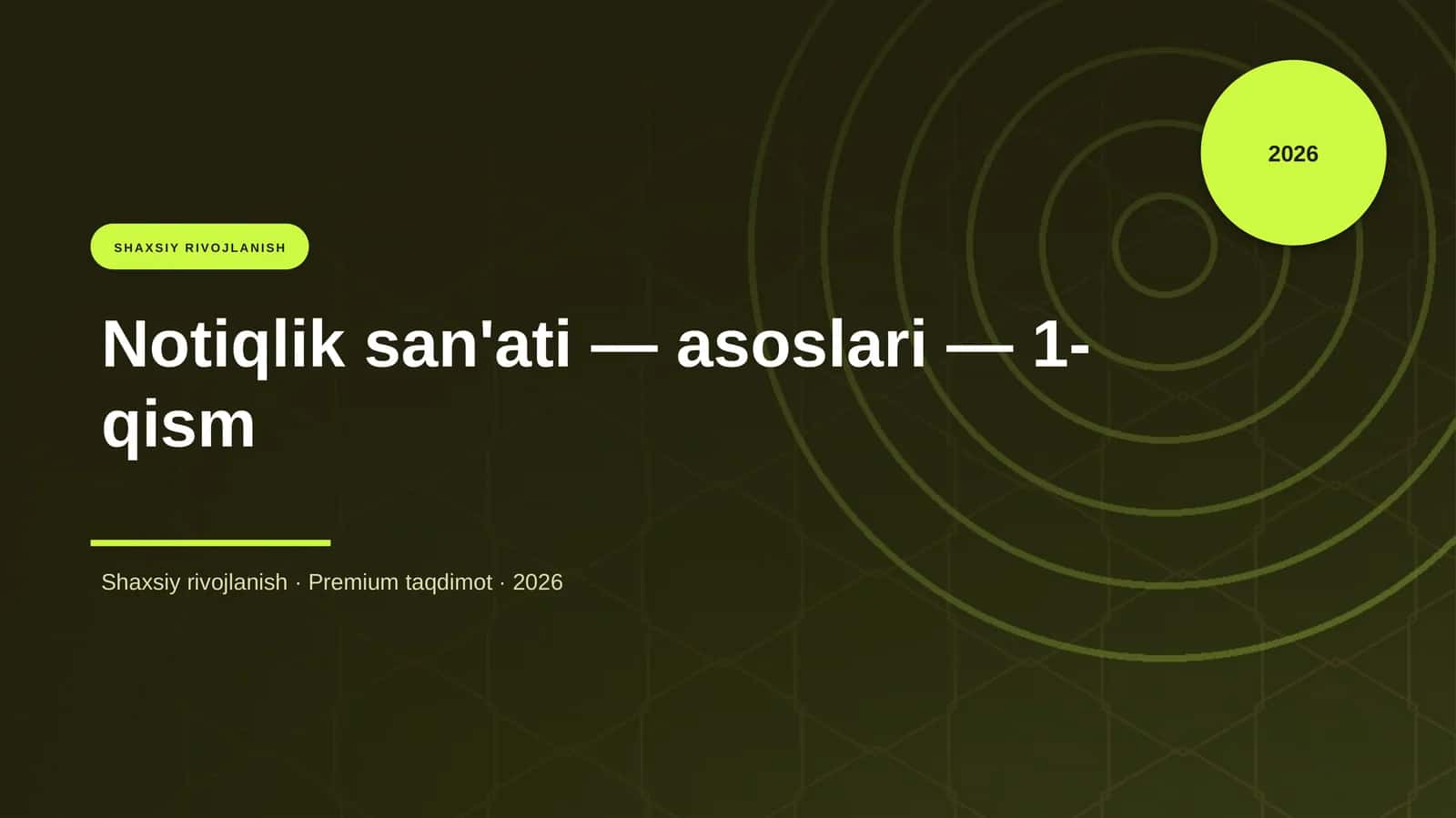 Notiqlik san'ati — asoslari — 1-qism