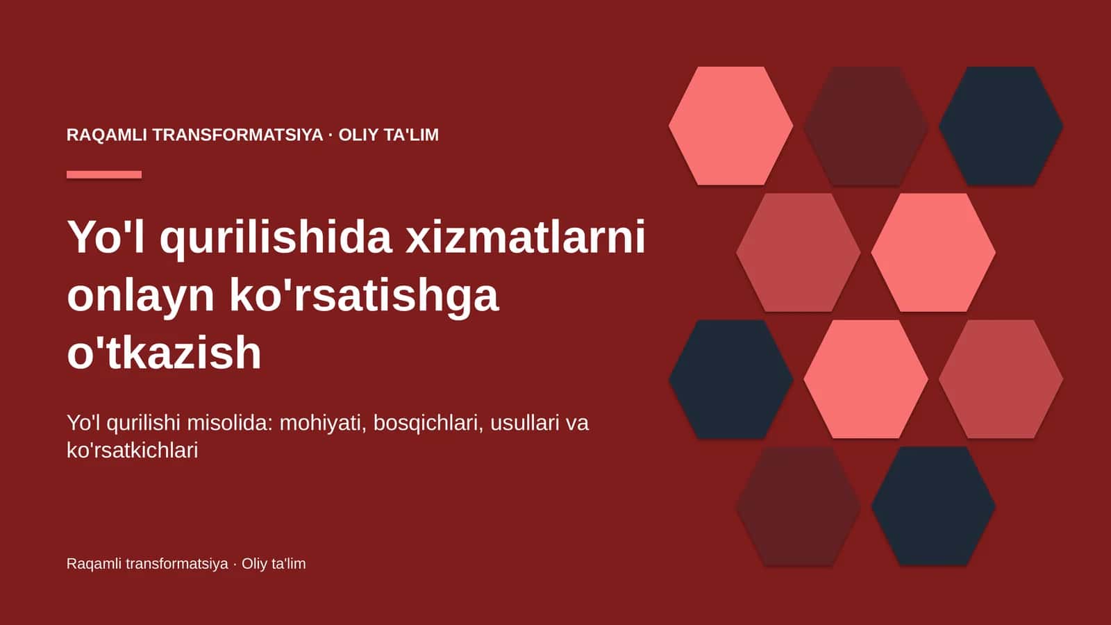 yo'l qurilishida xizmatlarni onlayn ko'rsatishga o'tkazish 6830