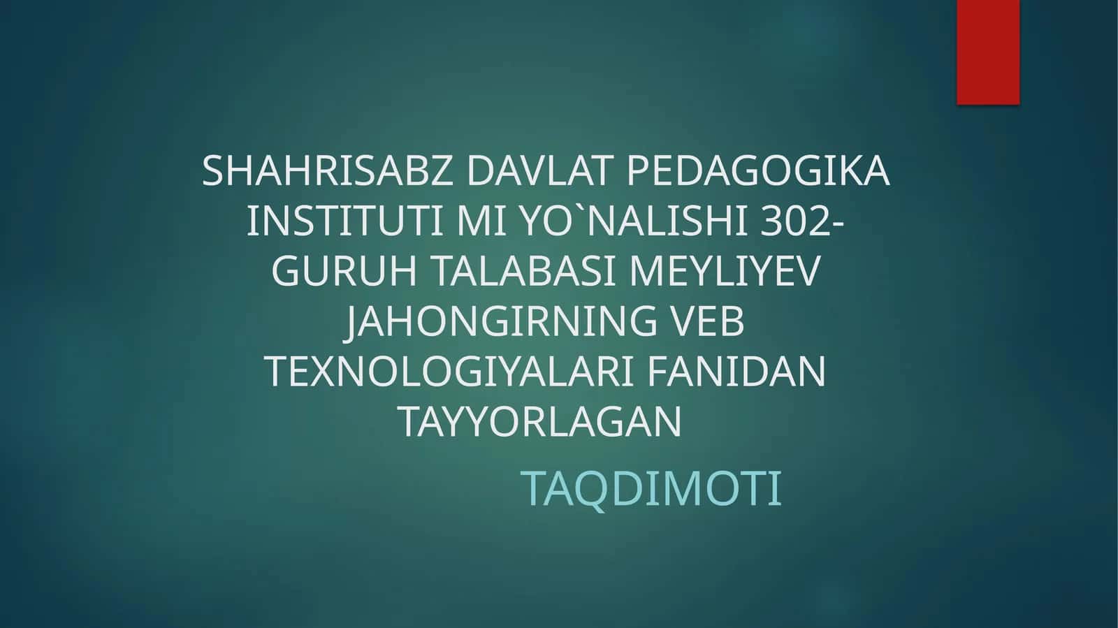 Gipermatnlimarkerlashtili(HTML)asosiytushunchalar,websahifagamatnlarnijoylashtirish,websahifadajadvallarvaformalarbilanishlash,websahifagamediafayllarnibog`lash,websahifagagrafikavatasvirlarchizish