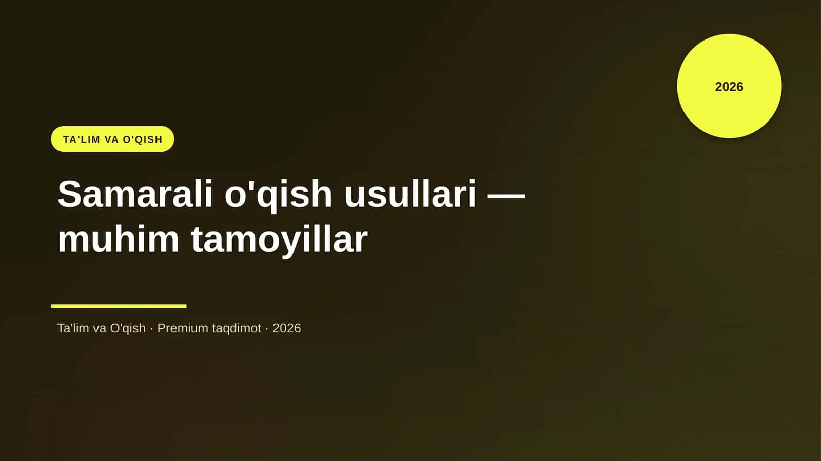 Samarali o'qish usullari — muhim tamoyillar