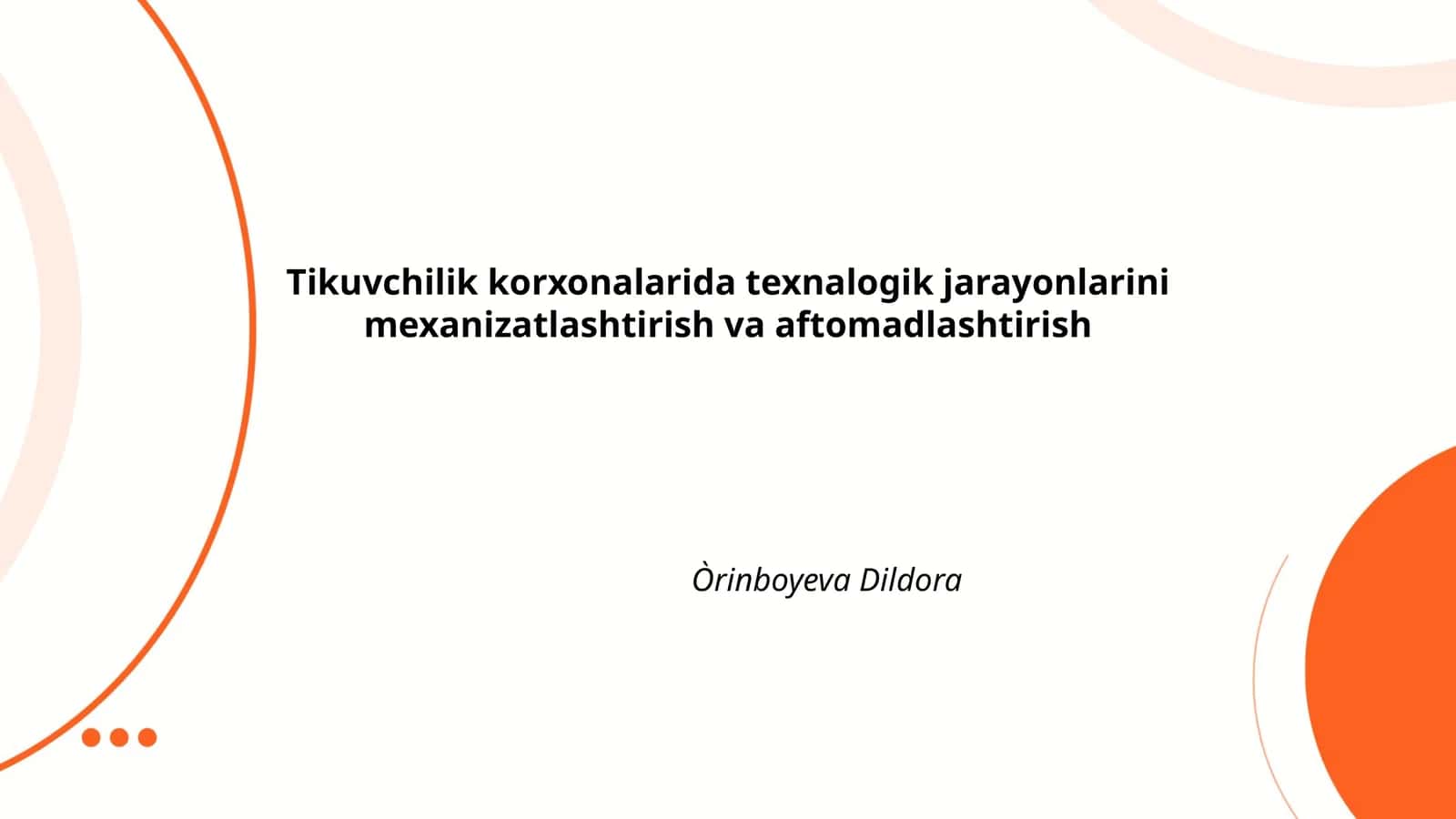 Tikuvchilik texnologiyasidagi yangiliklar