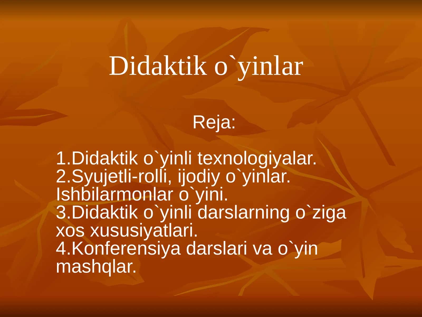 Didaktik o`yinlar