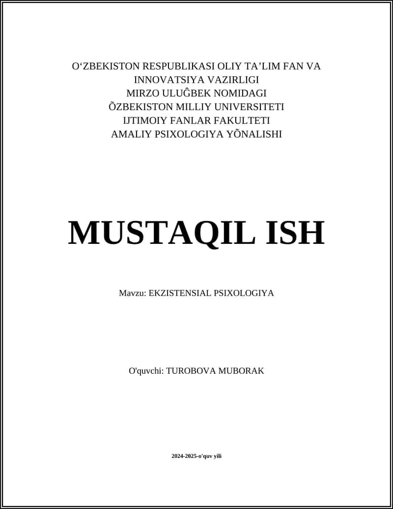 EKZISTENSIAL PSIXOLOGIYA