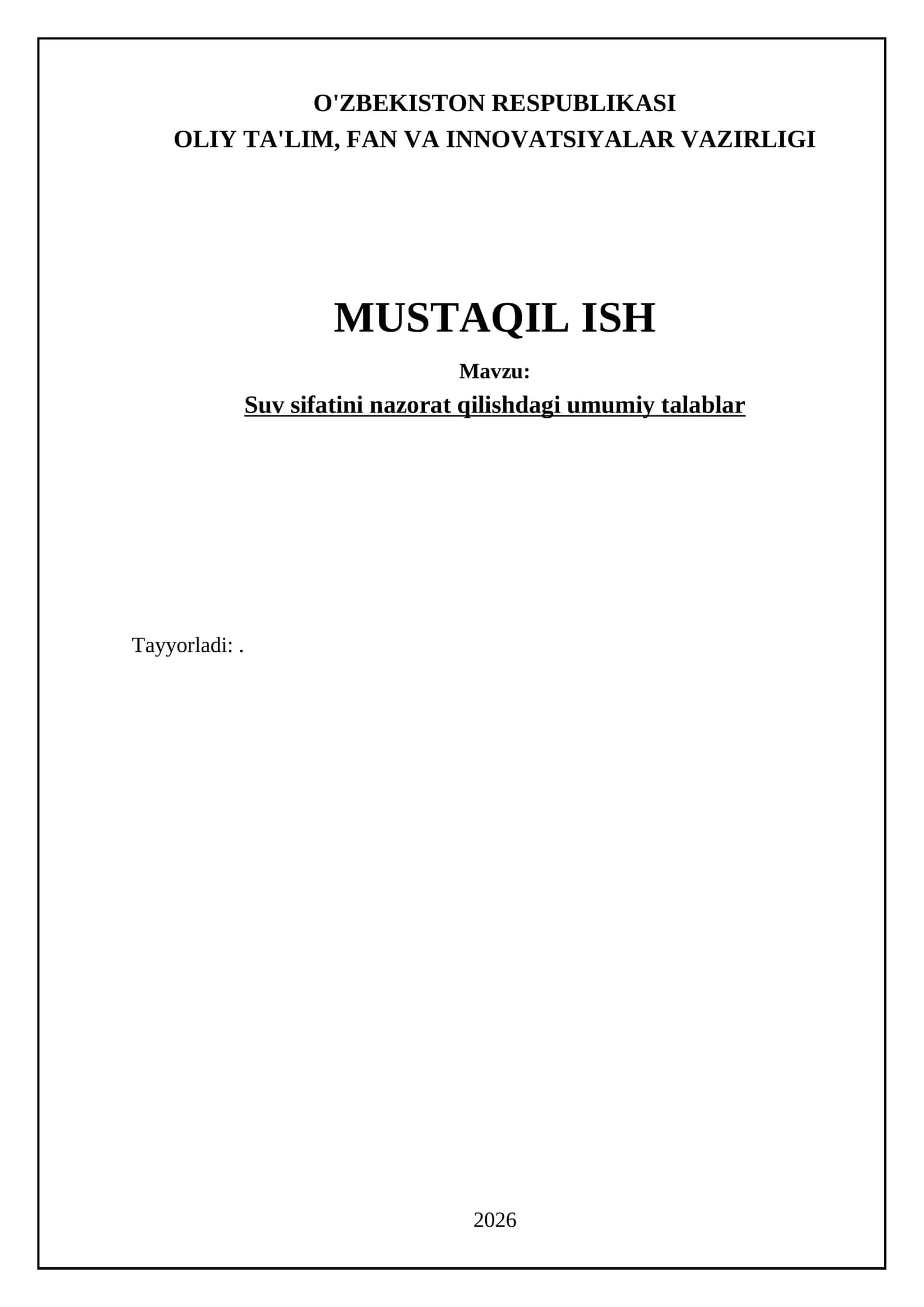 Suyu nazorat qilish