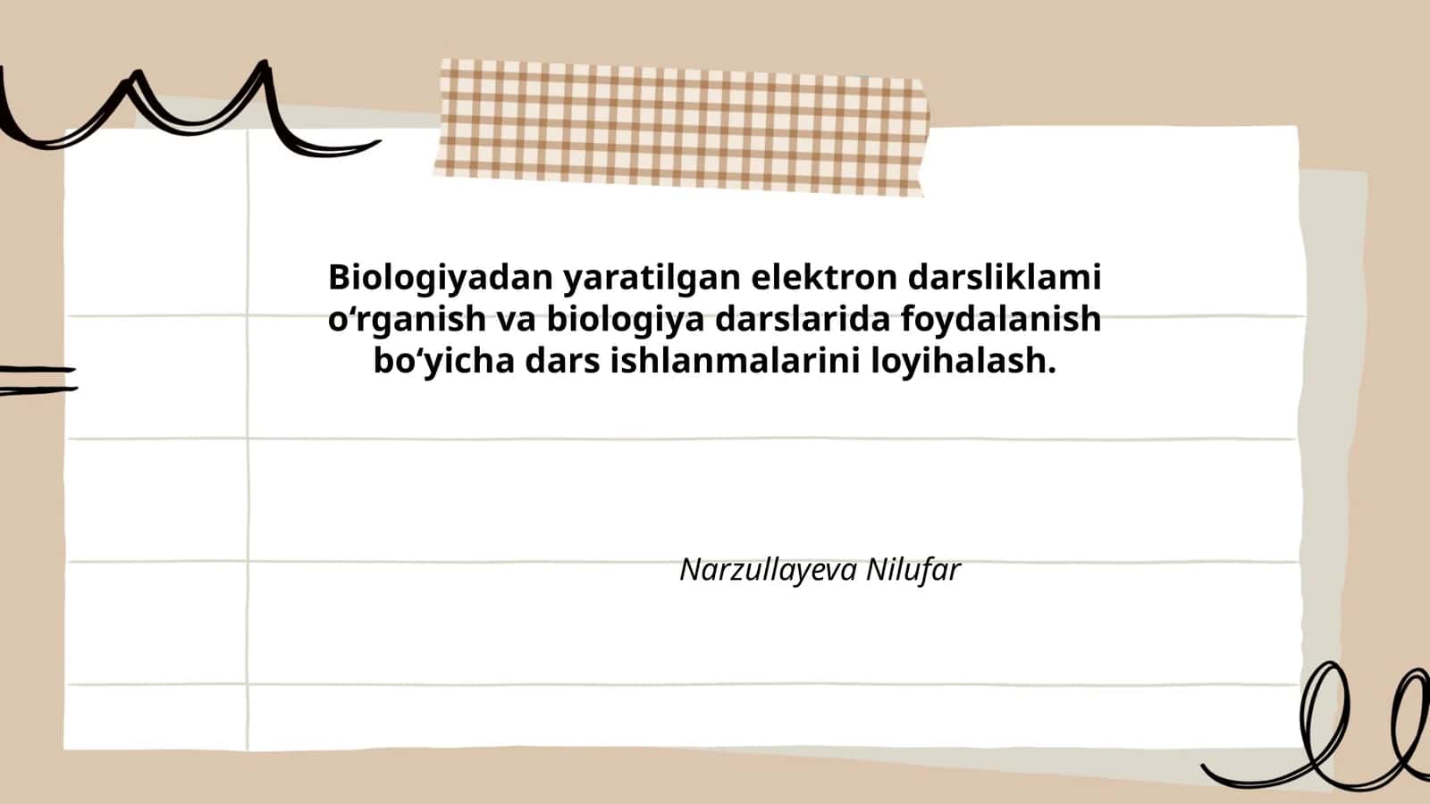 Biologiyadan yaratilgan elektron darsliklami o'rganish va foydalanish bo'yicha dars ishlanmalari