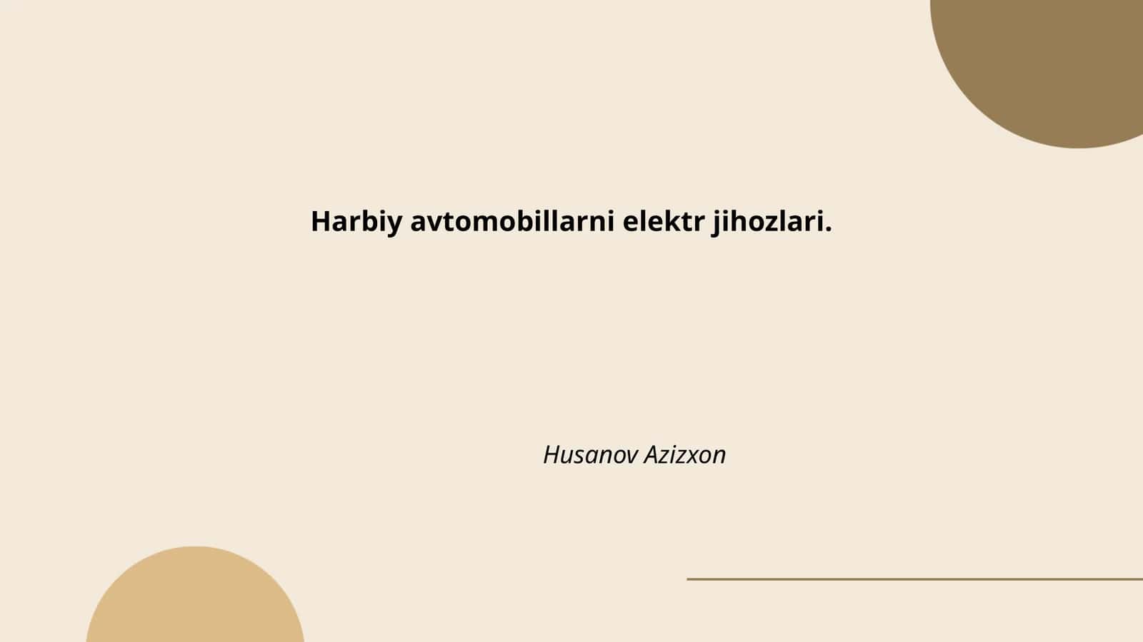 Harbiy avtomobillarning elektr ta'minoti tizimlari
