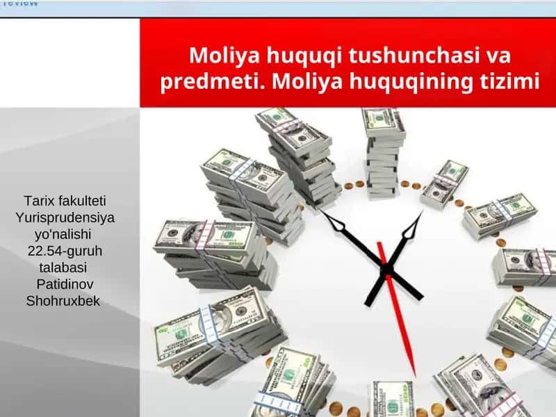 Moliya huquqi tushunchasi va predmeti