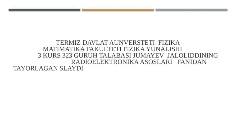 Radioelektronika fanidan taqdimot