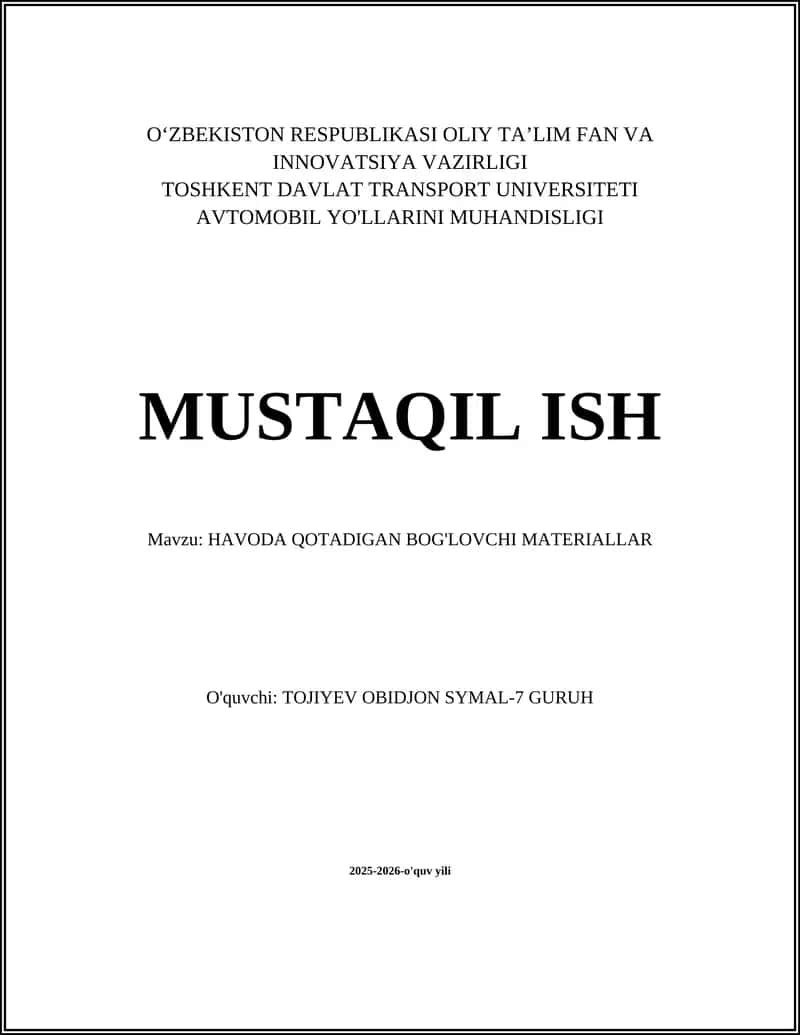 HAVODA QOTADIGAN BOG'LOVCHI MATERIALLAR