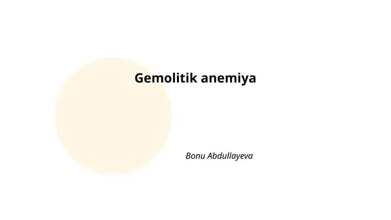 Gemolitik anemiya