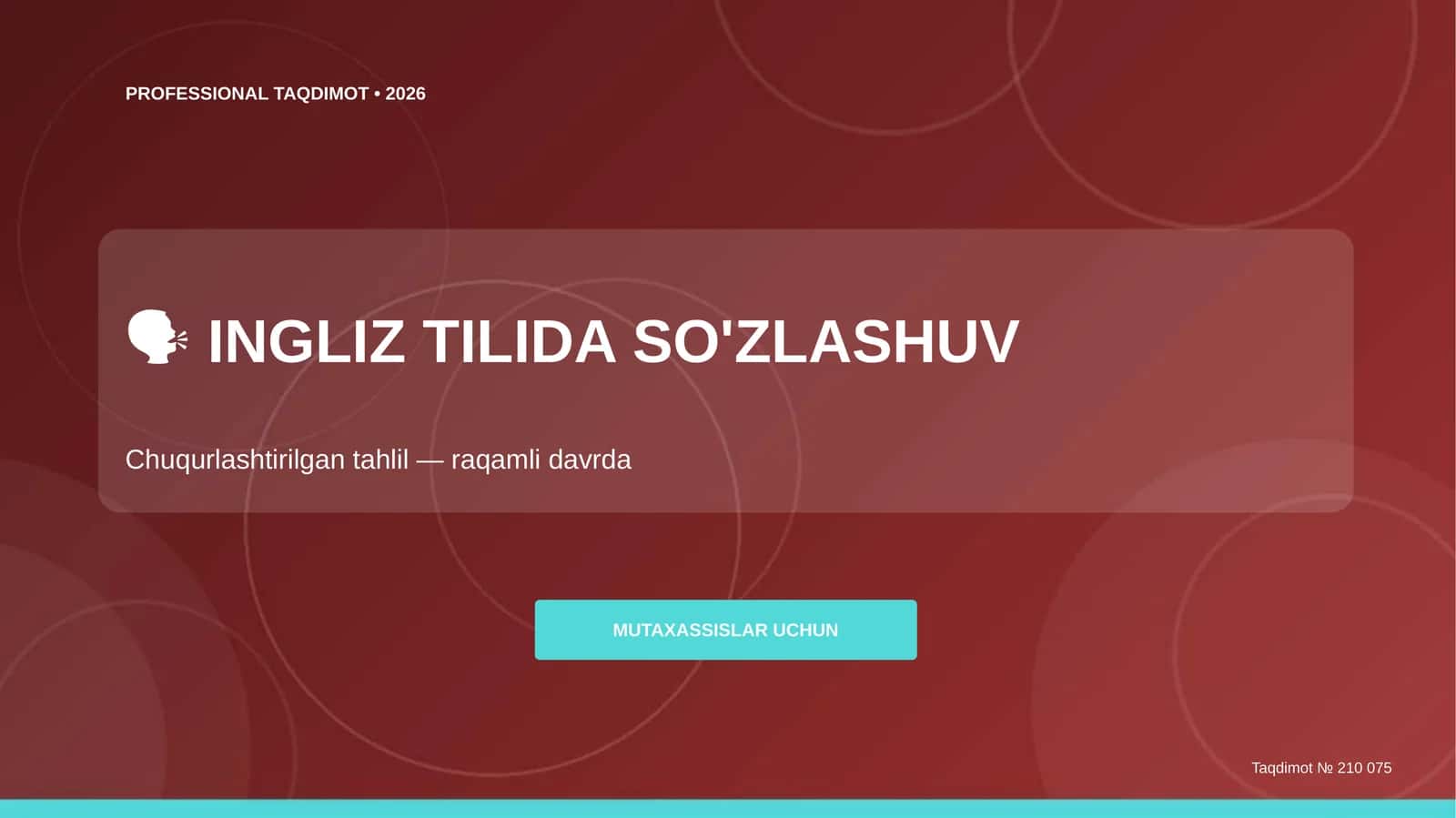 INGLIZ TILIDA SO'ZLASHUV